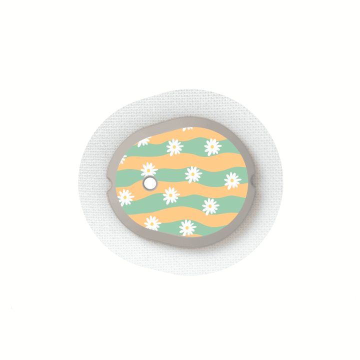 Stickers Dexcom G7 et One+ - Vagues Marguerites | Pancre'Art