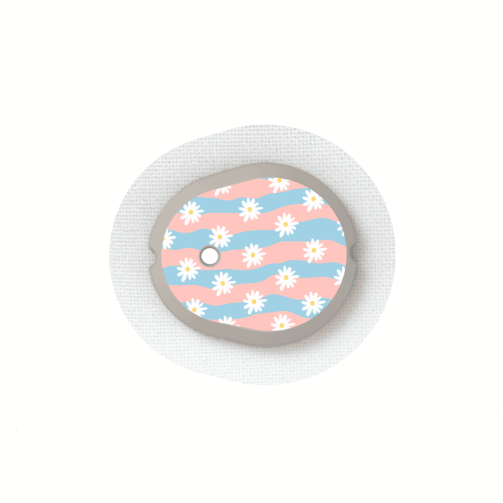 Stickers Dexcom G7 et One+ - Vagues Marguerites | Pancre'Art