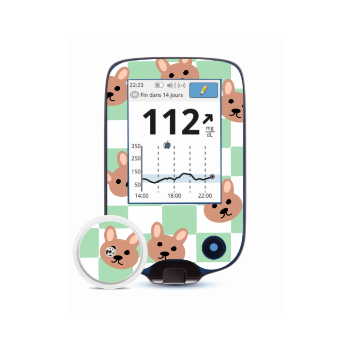 Lecteur Freestyle Libre 2 - Stickers Ours en peluche & Damier