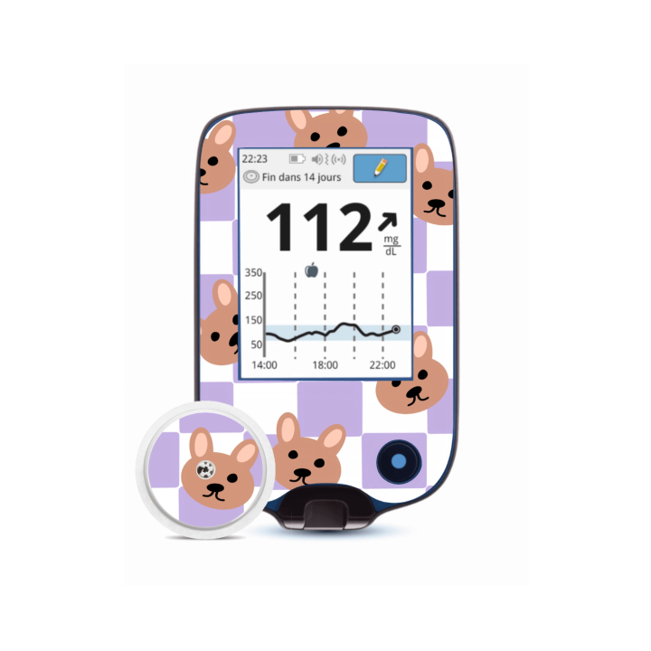 Lecteur Freestyle Libre 2 - Stickers Ours en peluche & Damier