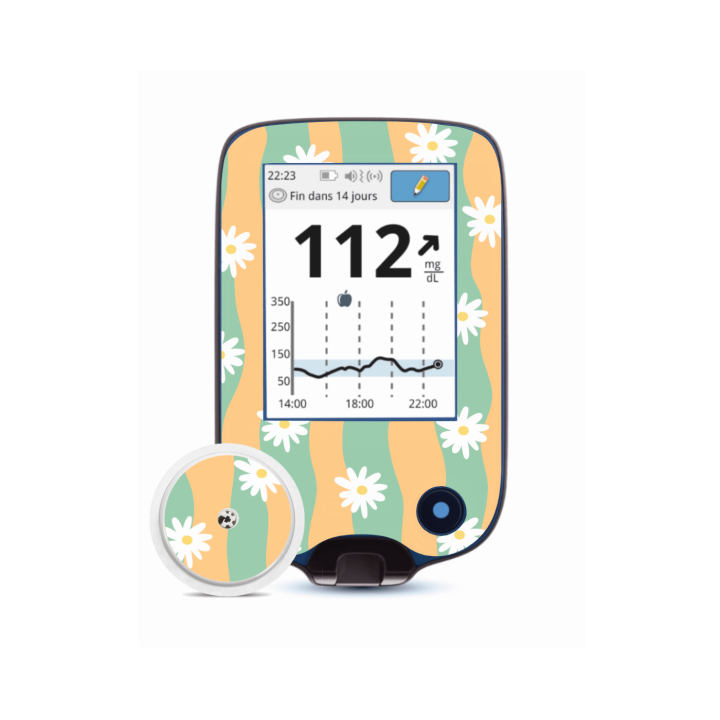 Lecteur Freestyle Libre 2 - Stickers Vagues Marguerites